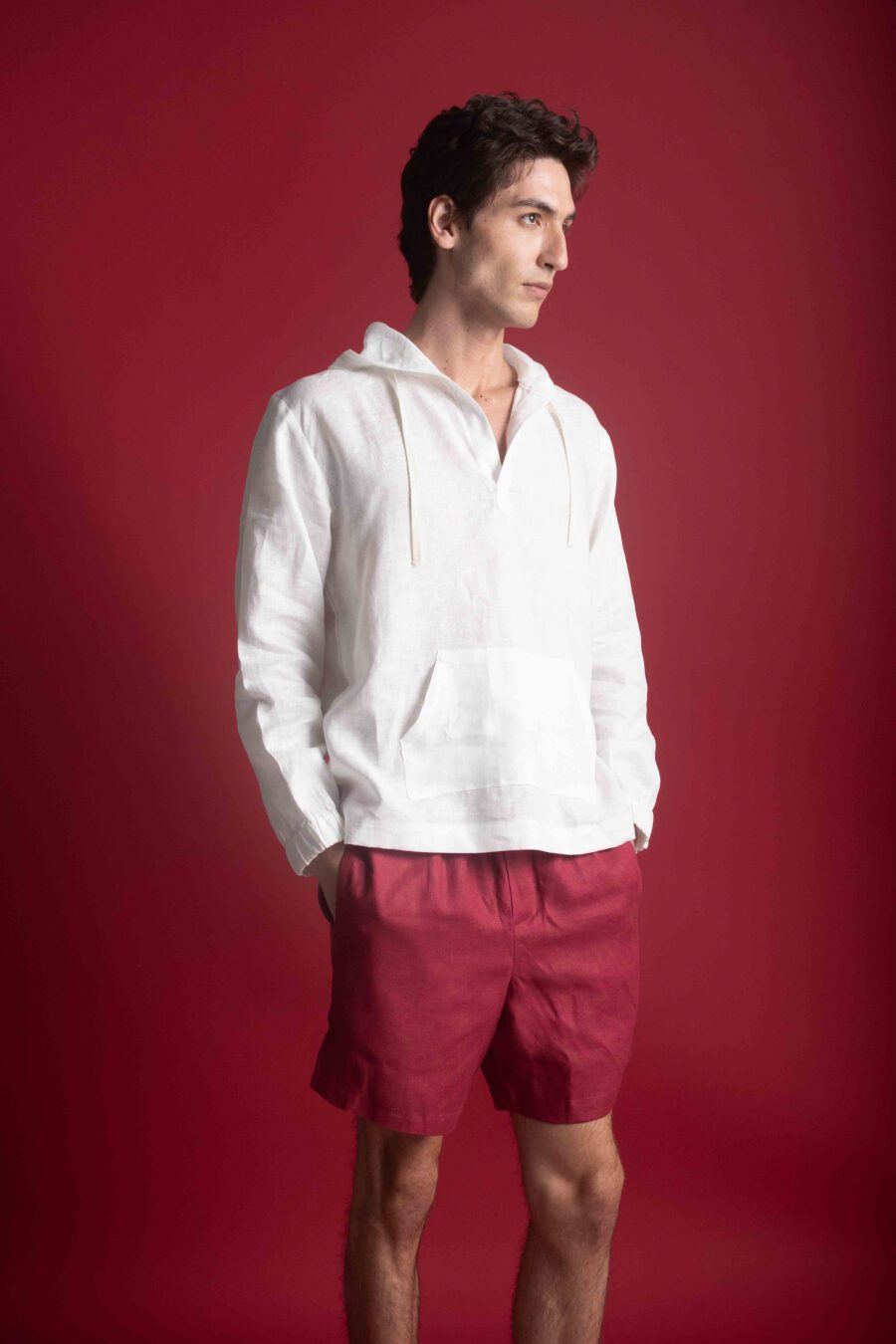 White Linen Hoodie - Image 2