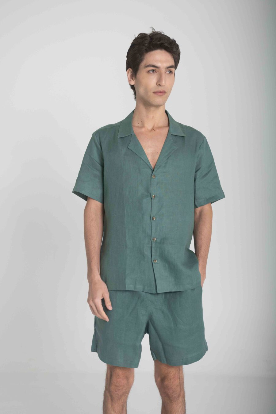 Forest Green Linen Shirt