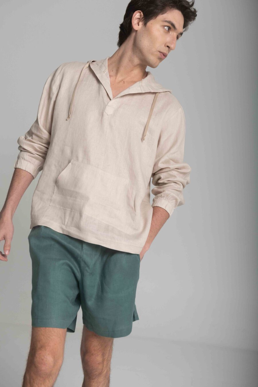 Sand Linen Hoddie - Image 2