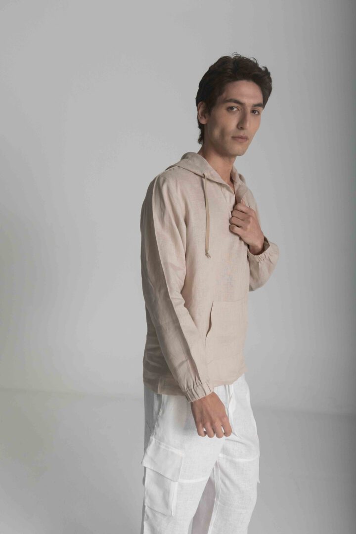Sand Linen Hoodie - Image 3