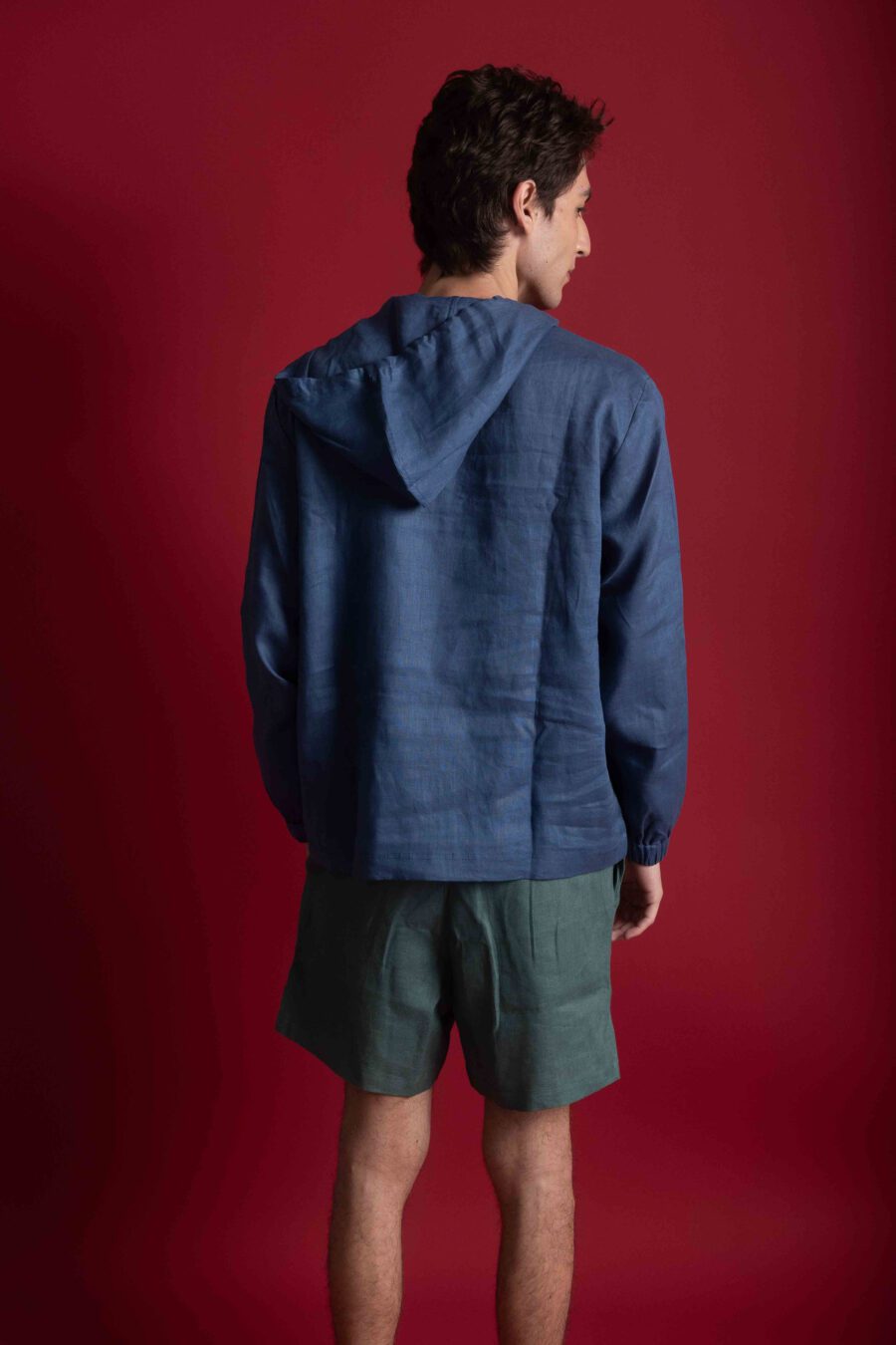 Blue Linen Hoodie - Image 3